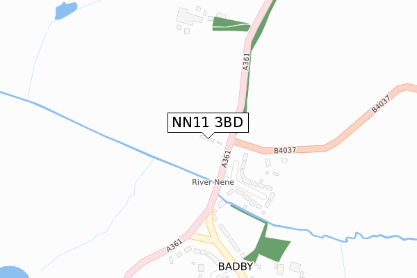 NN11 3BD map - large scale - OS Open Zoomstack (Ordnance Survey)