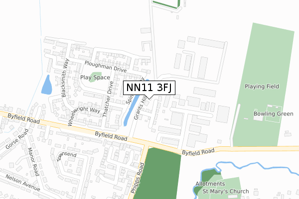 NN11 3FJ map - large scale - OS Open Zoomstack (Ordnance Survey)