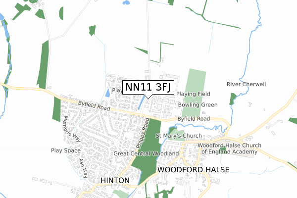 NN11 3FJ map - small scale - OS Open Zoomstack (Ordnance Survey)