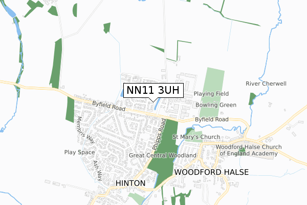 NN11 3UH map - small scale - OS Open Zoomstack (Ordnance Survey)
