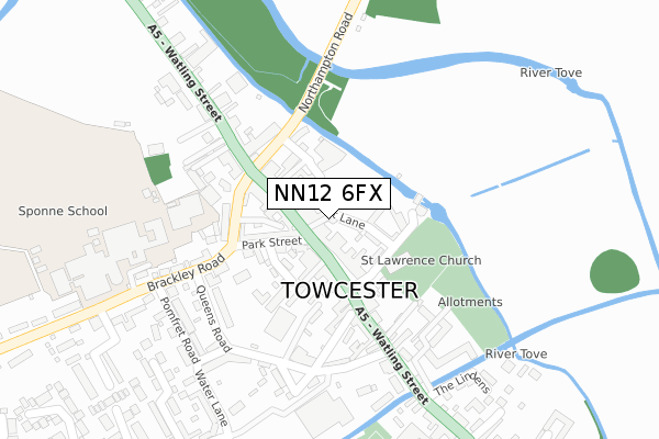 NN12 6FX map - large scale - OS Open Zoomstack (Ordnance Survey)