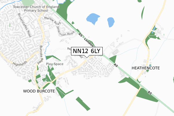 NN12 6LY map - small scale - OS Open Zoomstack (Ordnance Survey)