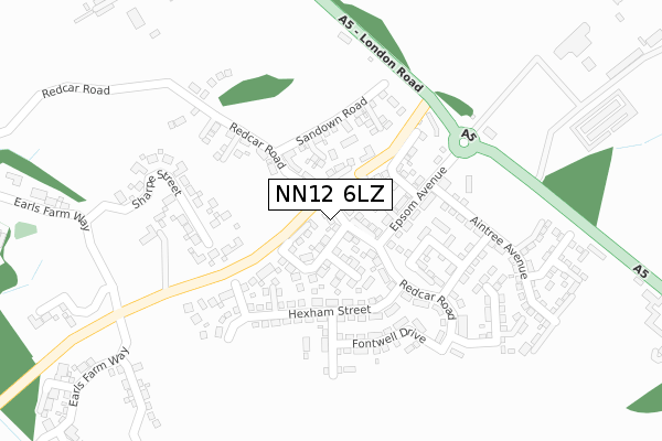 NN12 6LZ map - large scale - OS Open Zoomstack (Ordnance Survey)