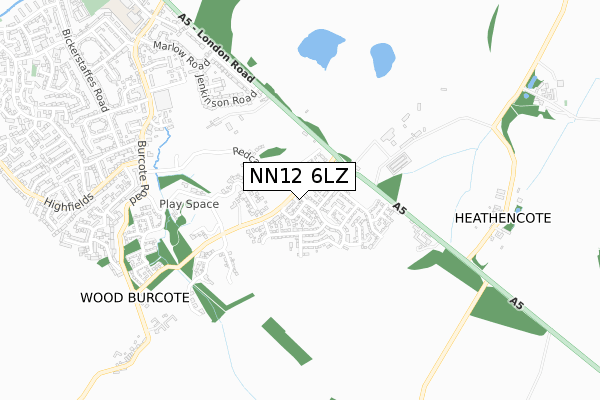 NN12 6LZ map - small scale - OS Open Zoomstack (Ordnance Survey)