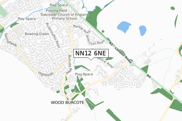 NN12 6NE map - small scale - OS Open Zoomstack (Ordnance Survey)