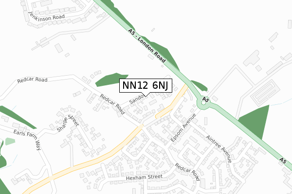 NN12 6NJ map - large scale - OS Open Zoomstack (Ordnance Survey)