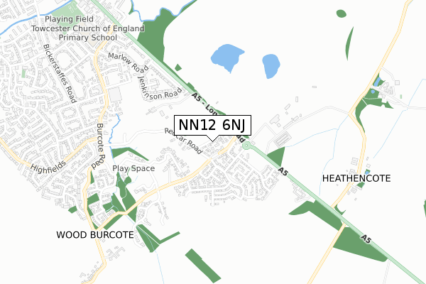 NN12 6NJ map - small scale - OS Open Zoomstack (Ordnance Survey)