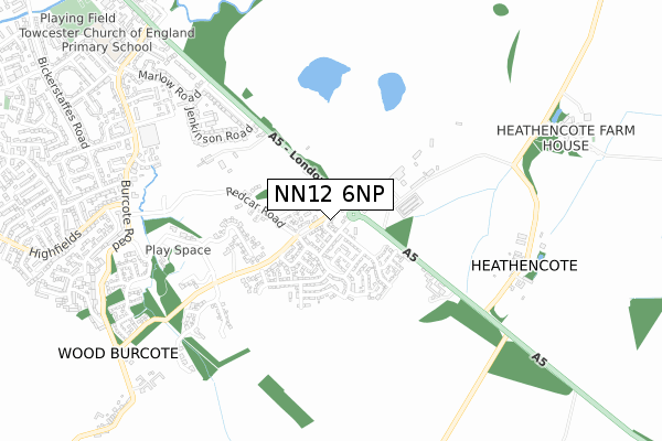 NN12 6NP map - small scale - OS Open Zoomstack (Ordnance Survey)