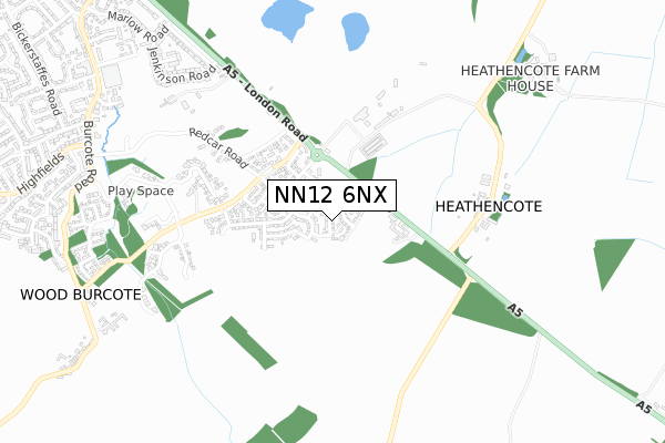 NN12 6NX map - small scale - OS Open Zoomstack (Ordnance Survey)