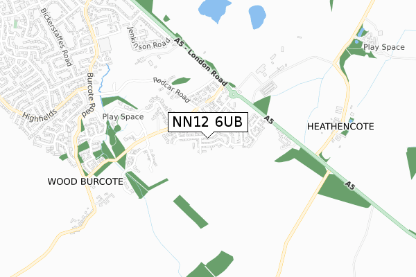 NN12 6UB map - small scale - OS Open Zoomstack (Ordnance Survey)