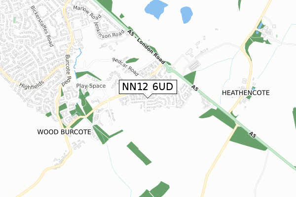 NN12 6UD map - small scale - OS Open Zoomstack (Ordnance Survey)