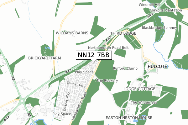 NN12 7BB map - small scale - OS Open Zoomstack (Ordnance Survey)