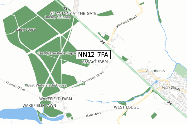 NN12 7FA map - small scale - OS Open Zoomstack (Ordnance Survey)