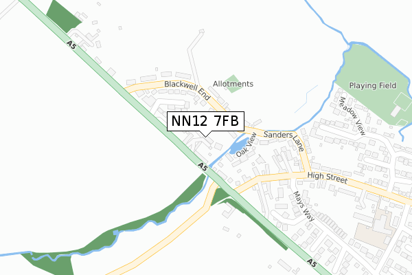 NN12 7FB map - large scale - OS Open Zoomstack (Ordnance Survey)