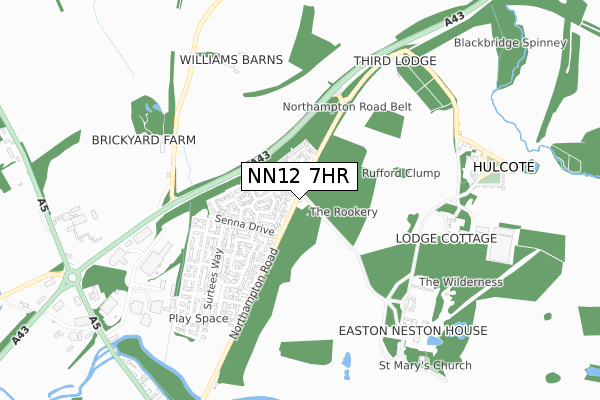 NN12 7HR map - small scale - OS Open Zoomstack (Ordnance Survey)