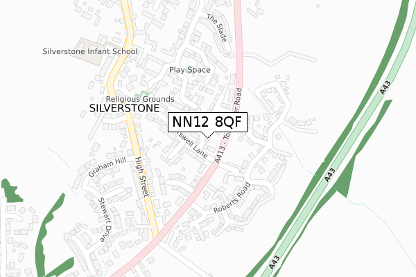 NN12 8QF map - large scale - OS Open Zoomstack (Ordnance Survey)