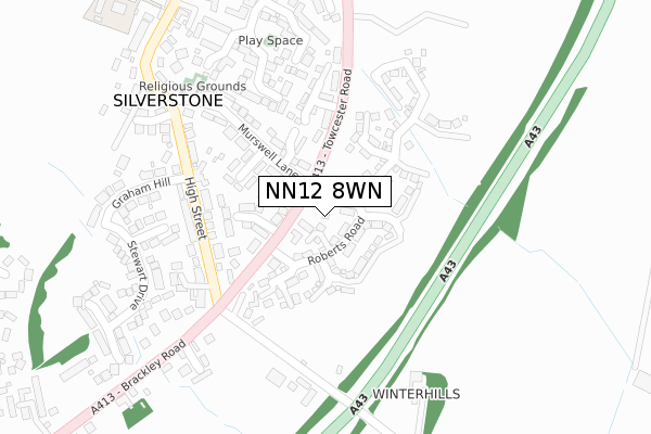 NN12 8WN map - large scale - OS Open Zoomstack (Ordnance Survey)