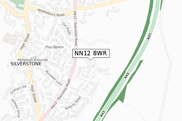 NN12 8WR map - large scale - OS Open Zoomstack (Ordnance Survey)