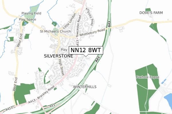 NN12 8WT map - small scale - OS Open Zoomstack (Ordnance Survey)