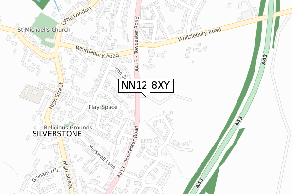 NN12 8XY map - large scale - OS Open Zoomstack (Ordnance Survey)