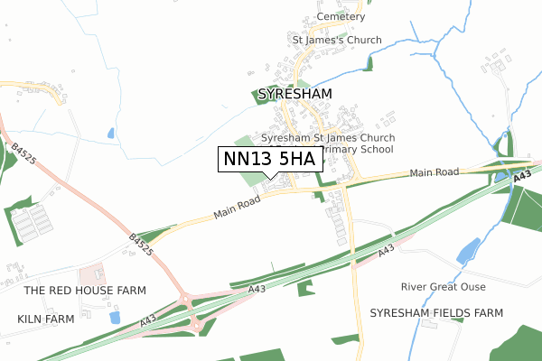 NN13 5HA map - small scale - OS Open Zoomstack (Ordnance Survey)