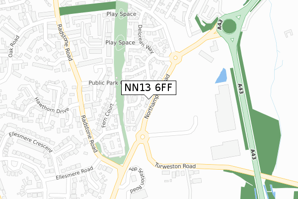 NN13 6FF map - large scale - OS Open Zoomstack (Ordnance Survey)