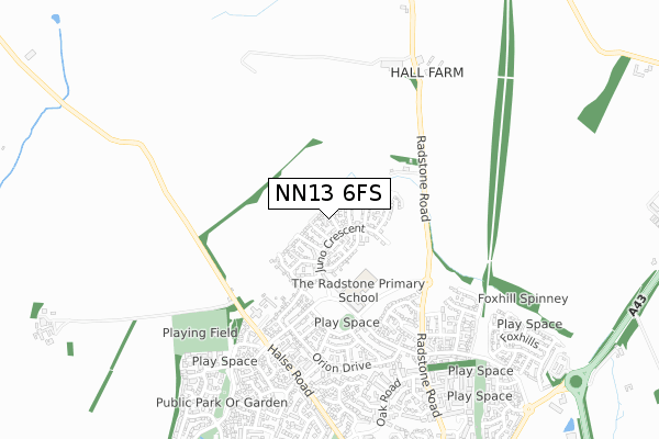 NN13 6FS map - small scale - OS Open Zoomstack (Ordnance Survey)