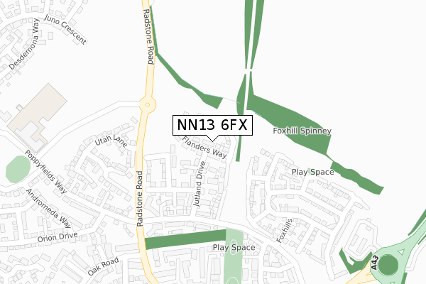 NN13 6FX map - large scale - OS Open Zoomstack (Ordnance Survey)