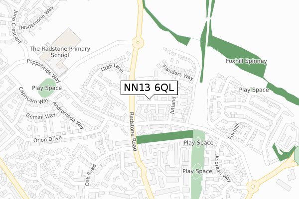 NN13 6QL map - large scale - OS Open Zoomstack (Ordnance Survey)