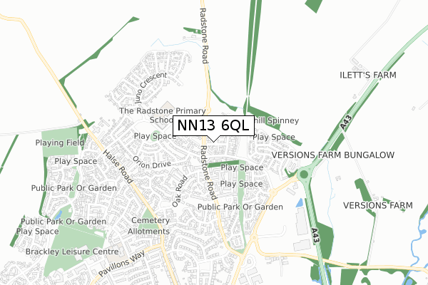 NN13 6QL map - small scale - OS Open Zoomstack (Ordnance Survey)