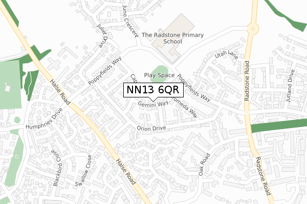 NN13 6QR map - large scale - OS Open Zoomstack (Ordnance Survey)