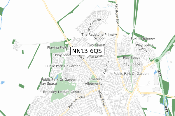 NN13 6QS map - small scale - OS Open Zoomstack (Ordnance Survey)