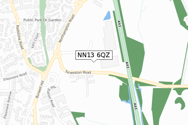 NN13 6QZ map - large scale - OS Open Zoomstack (Ordnance Survey)