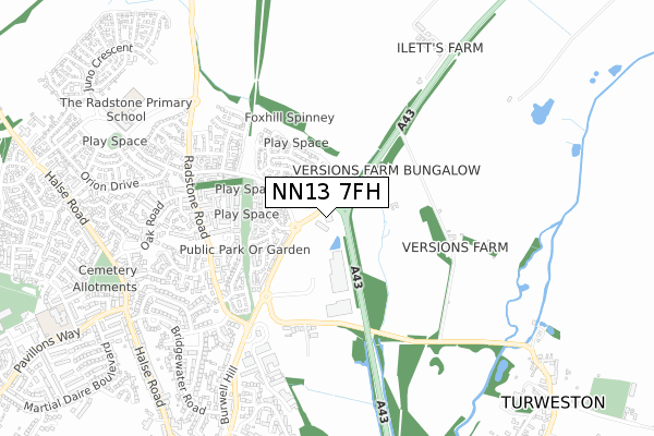 NN13 7FH map - small scale - OS Open Zoomstack (Ordnance Survey)