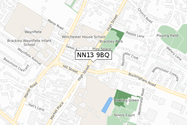 NN13 9BQ map - large scale - OS Open Zoomstack (Ordnance Survey)