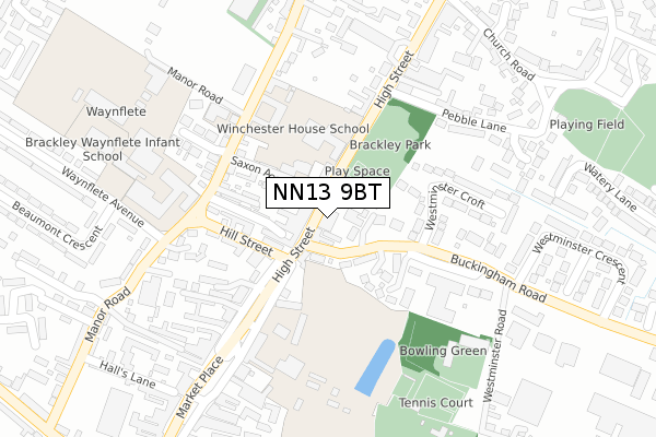 NN13 9BT map - large scale - OS Open Zoomstack (Ordnance Survey)