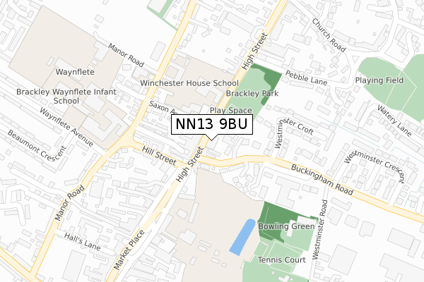 NN13 9BU map - large scale - OS Open Zoomstack (Ordnance Survey)
