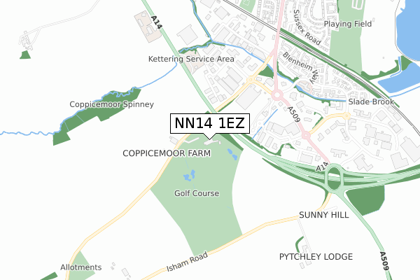 NN14 1EZ map - small scale - OS Open Zoomstack (Ordnance Survey)