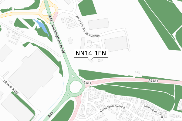 NN14 1FN map - large scale - OS Open Zoomstack (Ordnance Survey)