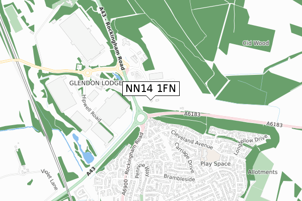 NN14 1FN map - small scale - OS Open Zoomstack (Ordnance Survey)