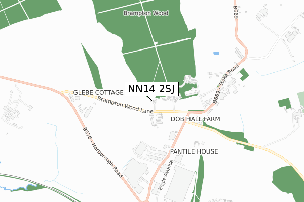 NN14 2SJ map - small scale - OS Open Zoomstack (Ordnance Survey)