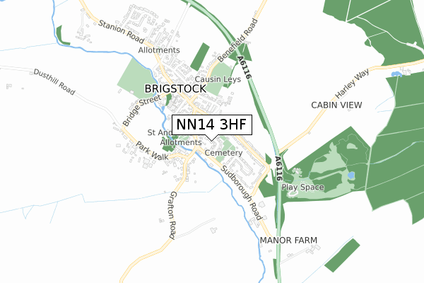 NN14 3HF map - small scale - OS Open Zoomstack (Ordnance Survey)
