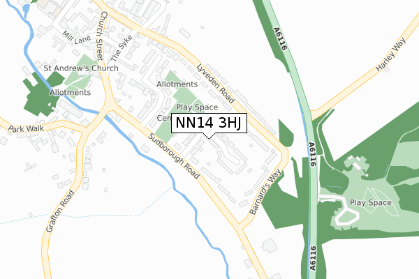 NN14 3HJ map - large scale - OS Open Zoomstack (Ordnance Survey)