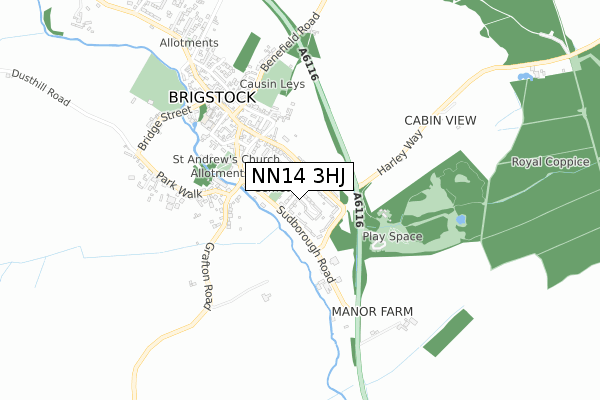 NN14 3HJ map - small scale - OS Open Zoomstack (Ordnance Survey)