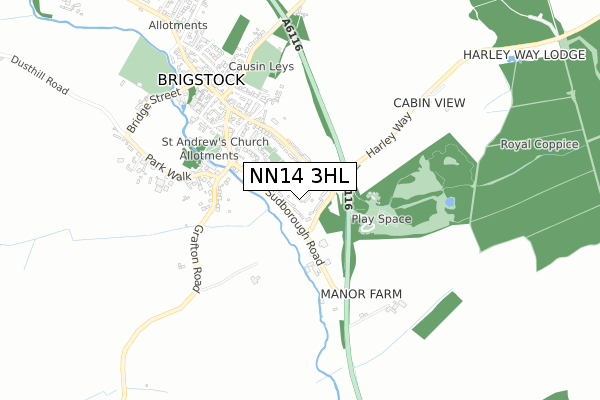 NN14 3HL map - small scale - OS Open Zoomstack (Ordnance Survey)