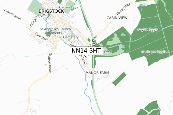NN14 3HT map - small scale - OS Open Zoomstack (Ordnance Survey)