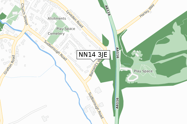 NN14 3JE map - large scale - OS Open Zoomstack (Ordnance Survey)
