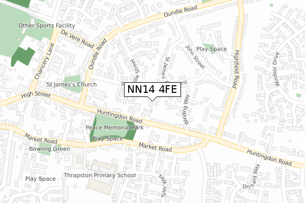 NN14 4FE map - large scale - OS Open Zoomstack (Ordnance Survey)