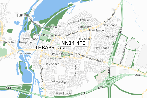 NN14 4FE map - small scale - OS Open Zoomstack (Ordnance Survey)