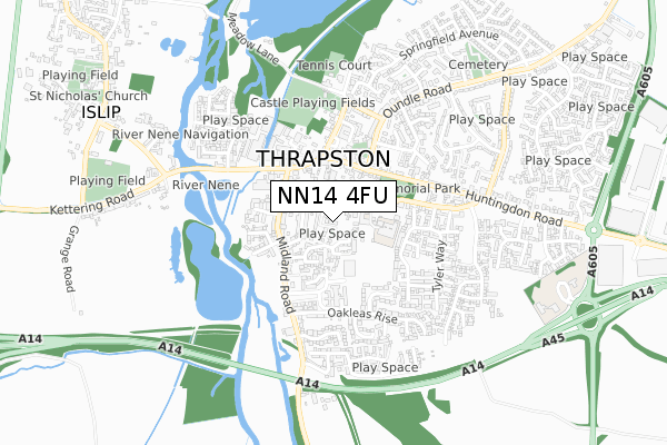 NN14 4FU map - small scale - OS Open Zoomstack (Ordnance Survey) NN14 4FU map - small scale - OS Open Zoomstack (Ordnance Survey)